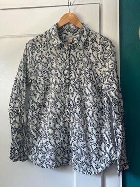 J. Crew Button White Shirt with Floral Print